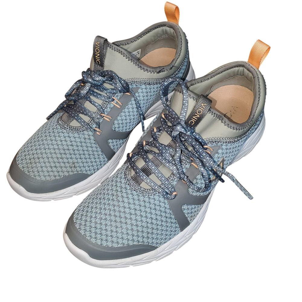 Vionic Alma Women’s 9.5 Blue Gray Cotton Textile Mesh Walking Shoes Orthotic